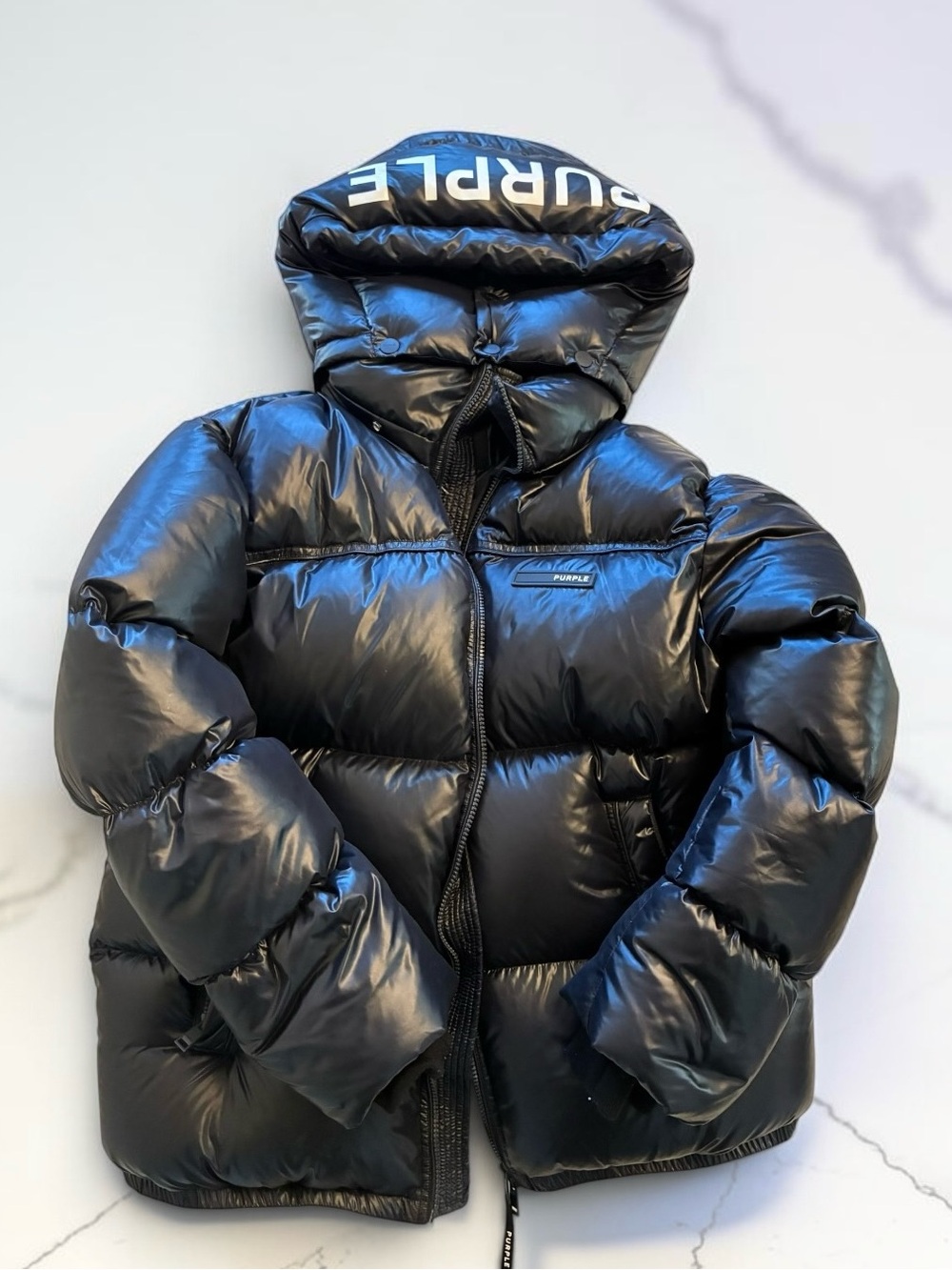 Purple Brand Large Black Puffer Jacket